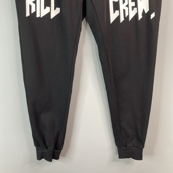 Kill Crew Unisex Joggers Black Thigh Graphics Drawstring Pockets Gym Workout L - Picture 4 of 10